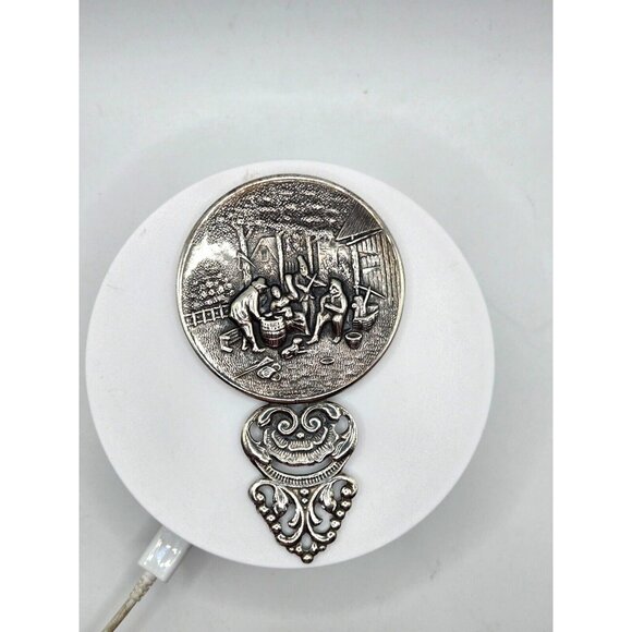 Vintage Hans Jensen signed Silver Plated  comb and Mirror set Tavern Village - Picture 2 of 8